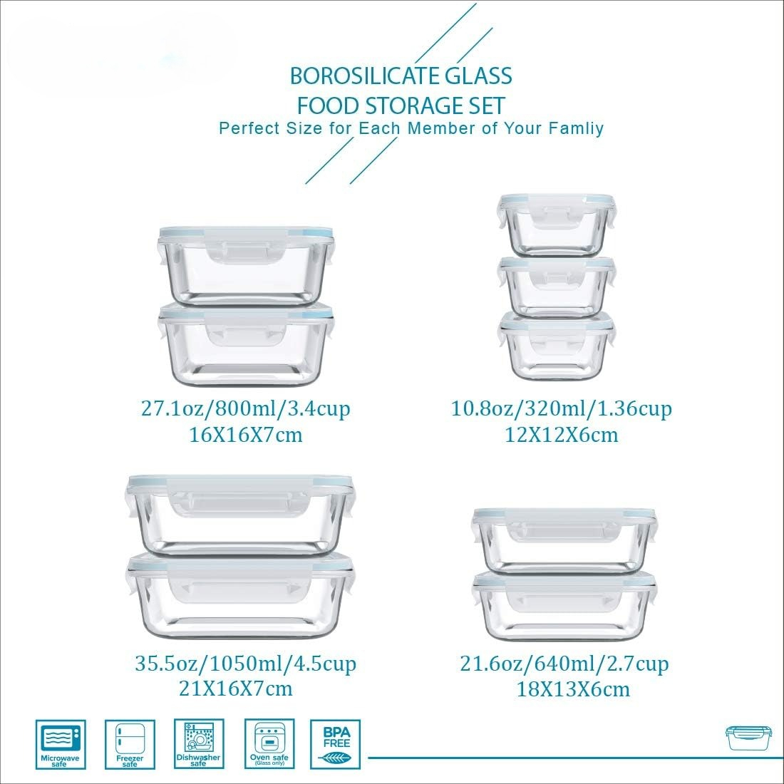 Набор из 18 стеклянных контейн – обзор и цена Food Storage Glass Set