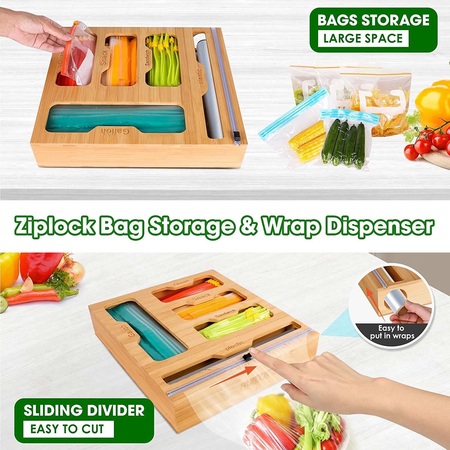 Бамбуковый держатель для пищев – обзор и цена Food Storage Dispenser